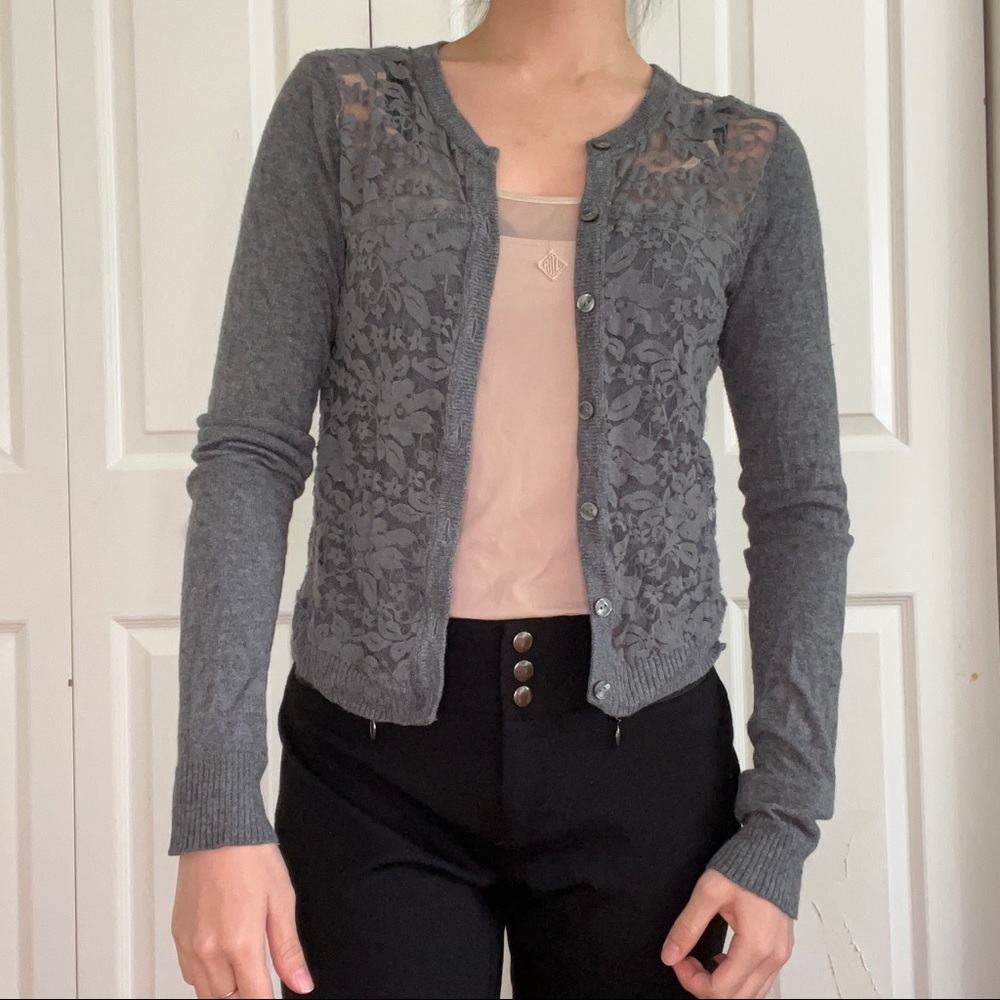 Abercrombie grey lace cardigan